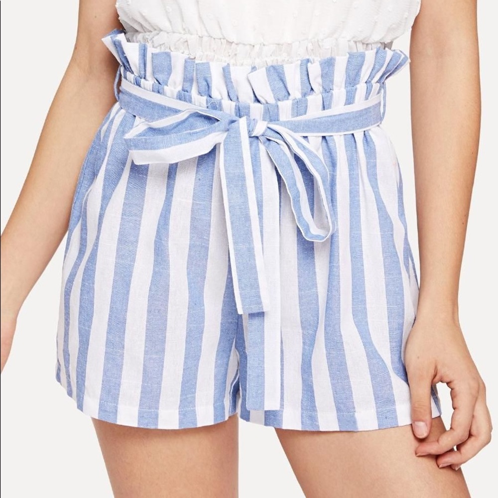 Striped Paper Bag Shorts